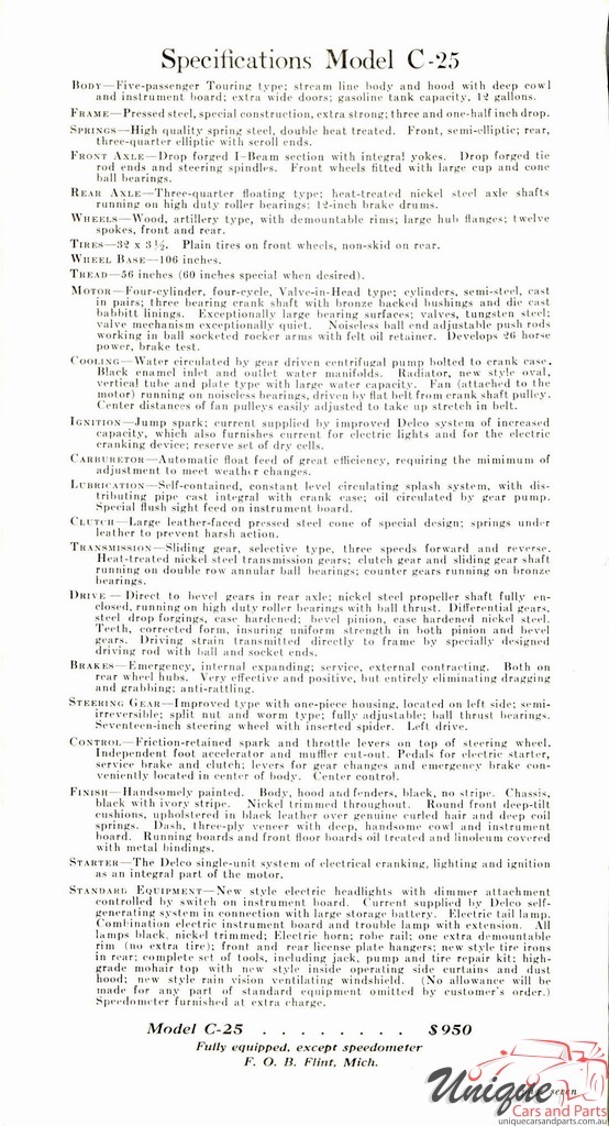 1915 Buick Specifications Folder Page 10